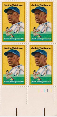 JACKIE ROBINSON ~ BLACK HERITAGE ~ BASEBALL #2016 Plate Block of 4 x 20Â¢ US Postage Stamps
