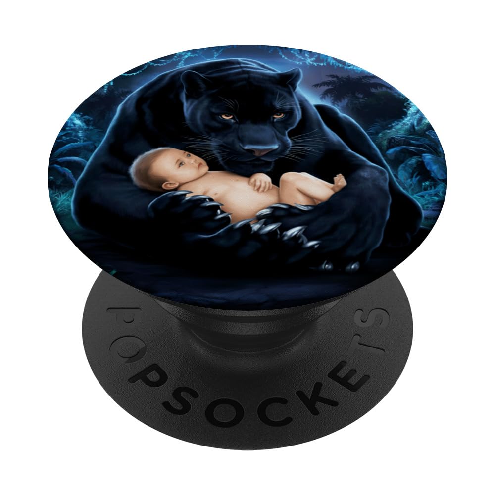 Fantasy Cute Panther Baby Night PopSockets Swappable PopGrip