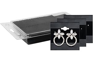 MOOCA Plain 2 x 2 in Black Hanging Earring Cards Holder for Ear Studs, Velvet Plastic Display Earring Card Holder, 100 Pieces