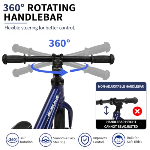 Bueuwe 16 Inch Balance Bike for Big Kids Aged 4 5 6 7 8 and 9 Years Old Boys Girls,Large No Pedal Training Bicycle, Adjustable Seat, Pneumatic Tires, Quick Assembly