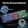 UK-Layout-Keyboard-and-Mouse-Set-104-Keys-Rainbow-Backlit-QWERTY-Keyboard-2400-DPI-4-Buttons-Breathing-Mice-MousePad-USB-Wired-Compatible-with-PC-Windows-Mac-PS4-XBox-Black Gaming Keyboard and Mouse Set, 104 Keys UK Layout QWERTY Rainbow Backlit Keyboard, 2400 DPI 4 Buttons Colorful Mice…