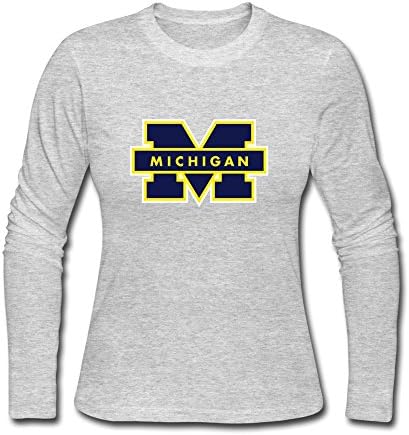 Women's Artist Brand New University Of Michigan Long Sleeve T-Shirt Gray US Size S