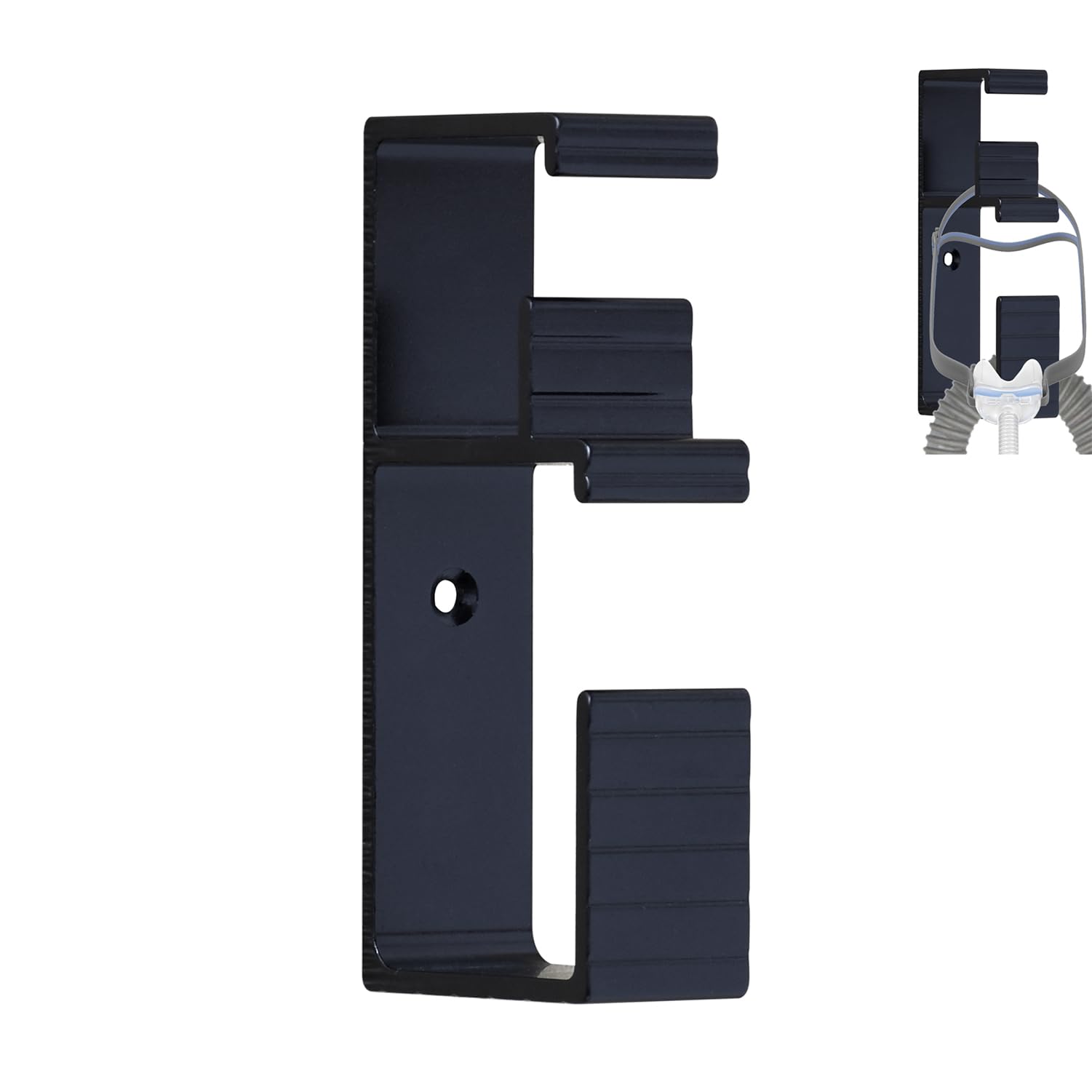 Photo 1 of 1 Pcs Cpap Hose Hanger, Anti-Release Metal Cpap Hose Holder Hanger for Bed, 2 in 1 Design Cpap Hook Tube Mask Holder for Hold CPAP Headband Hose, and Tube, Cpap Stand - 1 Pcs Black