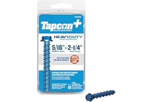 ITW Brands 24292 15 Pack, 5/16" x 2", Steel, Hex Washer Head, Large Diameter Tapcon Concrete Anchor , blue