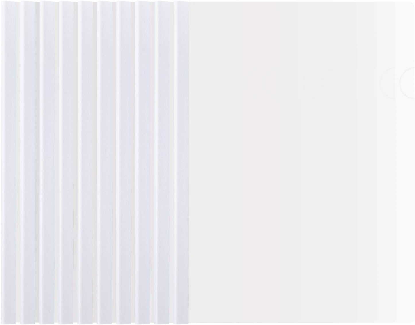 Deli 10 Pack Sliding Bar Clear Report Covers, Transparent Resume Presentation File Folders Organizer Binder for A4 Size Paper, White : Office Products