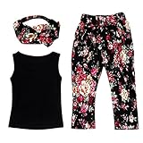 DaySeventh Girls Sleeveless Shirt/Tops + Floral Pants + Hair Band Set Clothes
