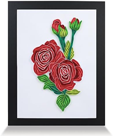 PaperTalk ROSES Mother's Day 100% Handmade Paper-Quilling Artwork A4 Size FRAMED WALL/STAND 3D ART As A UNIQUE GIFT For Ideal HOME DECOR Quilled By Canadian Artist Shows Great Beauty Of Flowers