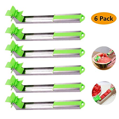 6PACK Melon Stainless Steel Windmill Watermelon Slicer - Melon and Cantaloupe Fruit Slicer, Carver, Cutter, Knife - Carving and Cutting Tools for Home, Professional Restaurant Chefs - Easy Grip Kitchen Gadgets
