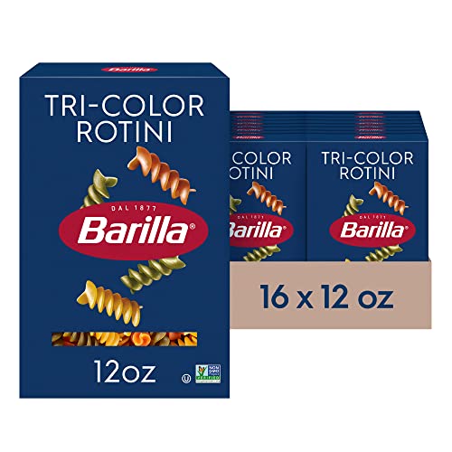 Barilla TriColor Rotini Pasta, 12 oz. Box (Pack of 16) NonGMO Pasta