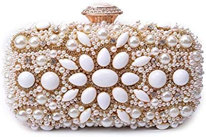 Evening Bag Ladies Handmade Dinner Bag Evening Bag Bridal Bag Party Handbag (Color : Gold, Size : One Size)