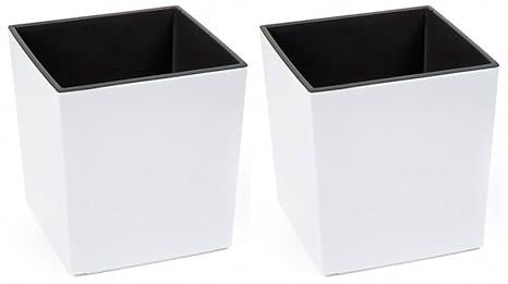 Lot De 2 Kreher Xxl Design Pot De Fleurs En Plastique Blanc