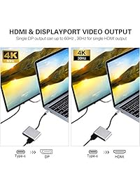 Adaptador tipo C a HDMI DisplayPort de doble salida 4K 60 Hz, convertidor Topoint USB C a HDMI DP para MacBook MaBook Pro, Chromebook Pixel, Dell XPS