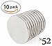 HANDYMAG N52 rare earth strong disc magnets. 1.26"d x .06"h (1/16"h). 50 times more powerful than grade N35. Ideal for bathroom, kitchen, tool & office organization, DYI, crafts, fridge -- 10 pack.