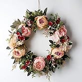 Peony Spring Wreath - Handmade Pink Floral Wreath for Front Door, Wall, Wedding, Party, Home Decor