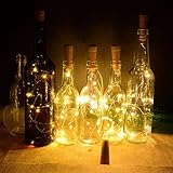 kingleder Warm White Wine Bottle Cork Lights, 6 Pack AAA Battery Operated Wine Bottle String Lights for DIY, Wine Decor, Christmas, Halloween, Wedding