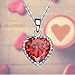 NEEMODA Womens White Gold Plated Heart Pendant Necklace with Red AAA Cubic Zirconia Fashion Jewelry