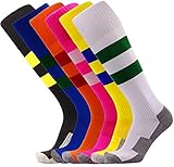 KALAKIDS Youth Soccer Socks Boys Girls 1/3/5/6 Pack Knee High Stripe Compression Football Socks (4-14 Years Kids)