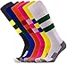 KALAKIDS Youth Soccer Socks Boys Girls 1/3/5/6 Pack Knee High Stripe Compression Football Socks (4-14 Years Kids)