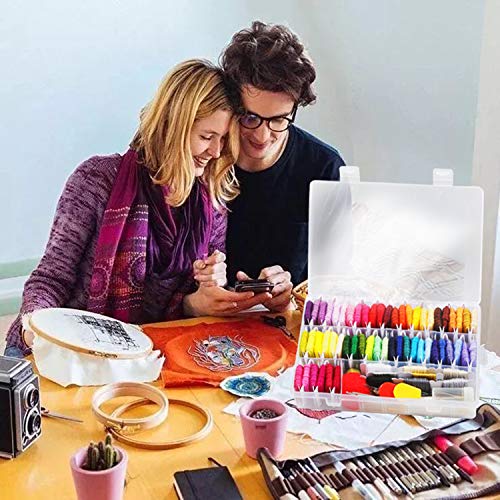 Embroidery Floss 108 Pcs Cross Stitch Kits,COTOPHER Embroidery Thread 62 Skeins Friendship Bracelets Floss with Organizer Storage Box Embroidery Starter Kits 46 Pcs Cross Stitch Tools(108 PCS)
