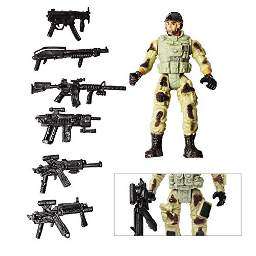 Lynkaye 6 Pcs Soldier Action Figure Toy Army Men with Weapon Accessories/ SWAT Team Figure Military Playset for Boys Girls Children Kids 3 - 12 Years Old, Great as Christmas, Birthday, Set of 6