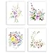 iDofas Floral Watercolor Pastel Flower Art Prints - Set of Four 8x10 Photos of Roses, Peonies, Lilacs, Dahlias, Cherry Blossoms and Delphiniums