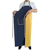 Rubber Aprons Waterproof with Pockets for Dishwashing, Dishwasher Apron Waterproof for Restaurant, 47 Inch Adjustable Neck Strap Butcher Apron for Men Water Proof, Heavy Duty Rubber Apron for Chemical