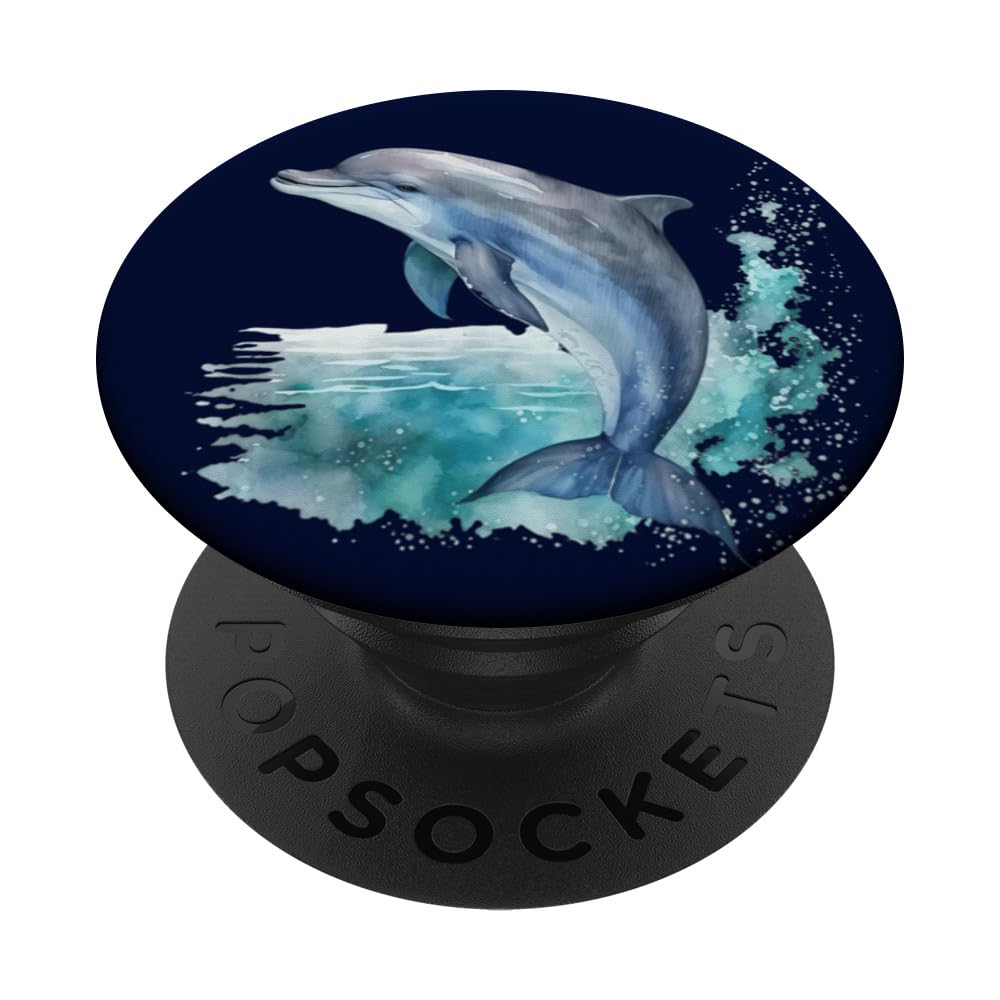Bottle Nose Dolphin Watercolor Ocean Water Splash PopSockets Swappable PopGrip