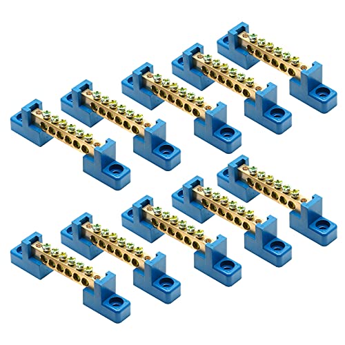 Bonsicoky 10Pcs Ground Bus Bar Terminal Block, Terminal Positions Wire
