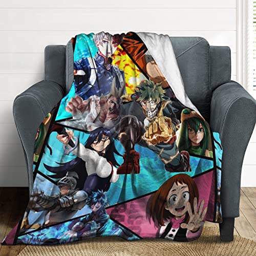 My Hero Academ Merch Anime Blanket Soft Flannel Throw Blankets Keychains Stickers Brooches Gift Sets,A Good Gifts for Kids Boys Birthday (5PC Merchs, 60in*80in)