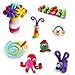 500 Pieces Pipe Cleaners Set, Including 300 Pcs 26 Colors Chenille Stems, 100 Pcs 6 Size Wiggle Googly Eyes and 50 Pcs Pom Poms for Craft DIY Art Supplies