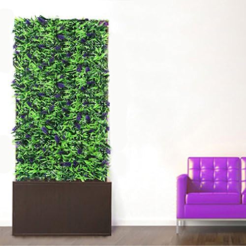 Set Of 2 Light Lavender Plant Artificial 24" X 16" Boxwood Greenery Panels With Included Zip Ties For Easy Installing