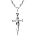 U7 Punk Necklaces Stainless Steel 18K Gold Plated Large Hip Hop Dagger/Knife/Sword/Steampunk Gear/Large Razor Blade Pendant Necklace for Men Women, Chain 22-24 Inches