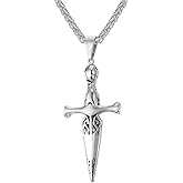 U7 Punk Necklaces Stainless Steel 18K Gold Plated Large Hip Hop Dagger/Knife/Sword/Steampunk Gear/Large Razor Blade Pendant Necklace for Men Women, Chain 22-24 Inches