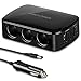 FosPower 3 Socket Cigarette Lighter Splitter Adapter with 4-Port USB [6.8A / 34W Max] Car Charger for iPhone, Android Smartphones, Tablets & MP3