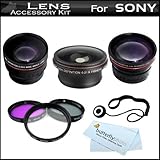 37mm Lens Kit Bundle For Sony HDR-CX130 HDR-CX160 HDR-CX360V HDR-CX560V HDR-CX700V HDR-XR160 Handycam Camcorder Includes .21x Fisheye Lens + 3PC Filter Kit + Wide Angle Lens + 2X Telephoto Lens + More
