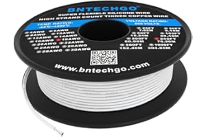 BNTECHGO 18 Gauge Silicone Wire Spool 250 ft White Flexible 18 AWG Stranded Tinned Copper Wire