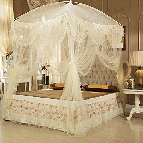 Bedroom circular bed canopy mosquito net even naturals bug netting no bite me bug repellant-yellow 120x200cm(47x79inch)