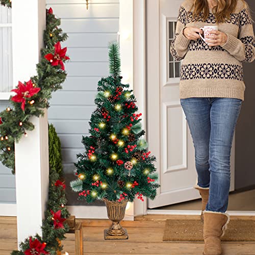 Juegoal 4 FT Christmas Tree, PreLit Crestwood Spruce Entrance Tree