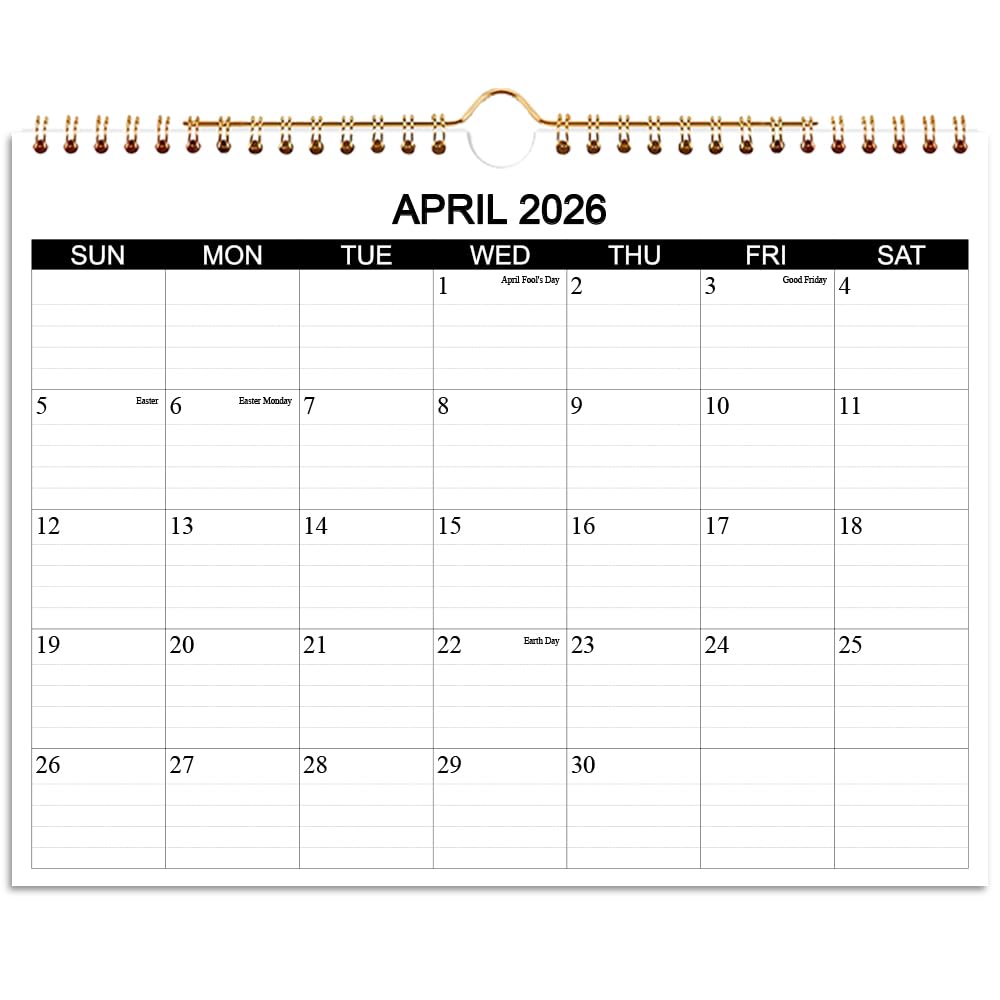 2026 Calendar - Wall Calendar 2026 Runs from January 2026 to December 2026, 12 Months Calendar with Thick Paper for Planning at Home or Office, 8.5 x 11 Inch, Black