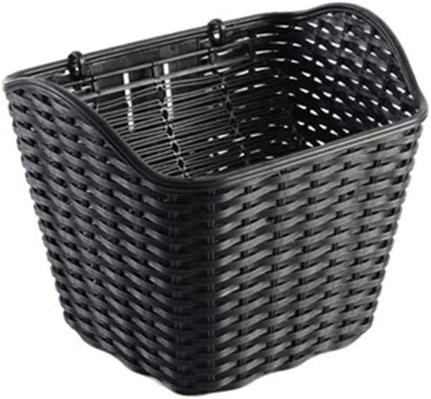 Lijuan Qin Electric Bike Plastic Front Handle Bar Junior Bike Basket Cargo, Woven Bicycle Cane Rectangular Basket with Straps for Adults Women Men Girls