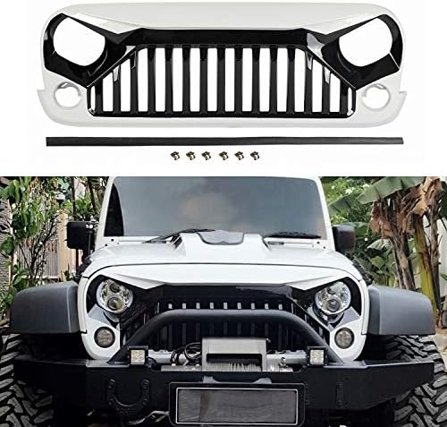 TOPFIRE Painted Front Grill for Jeep Wrangler JK/JKU 2007-2018, White And Black