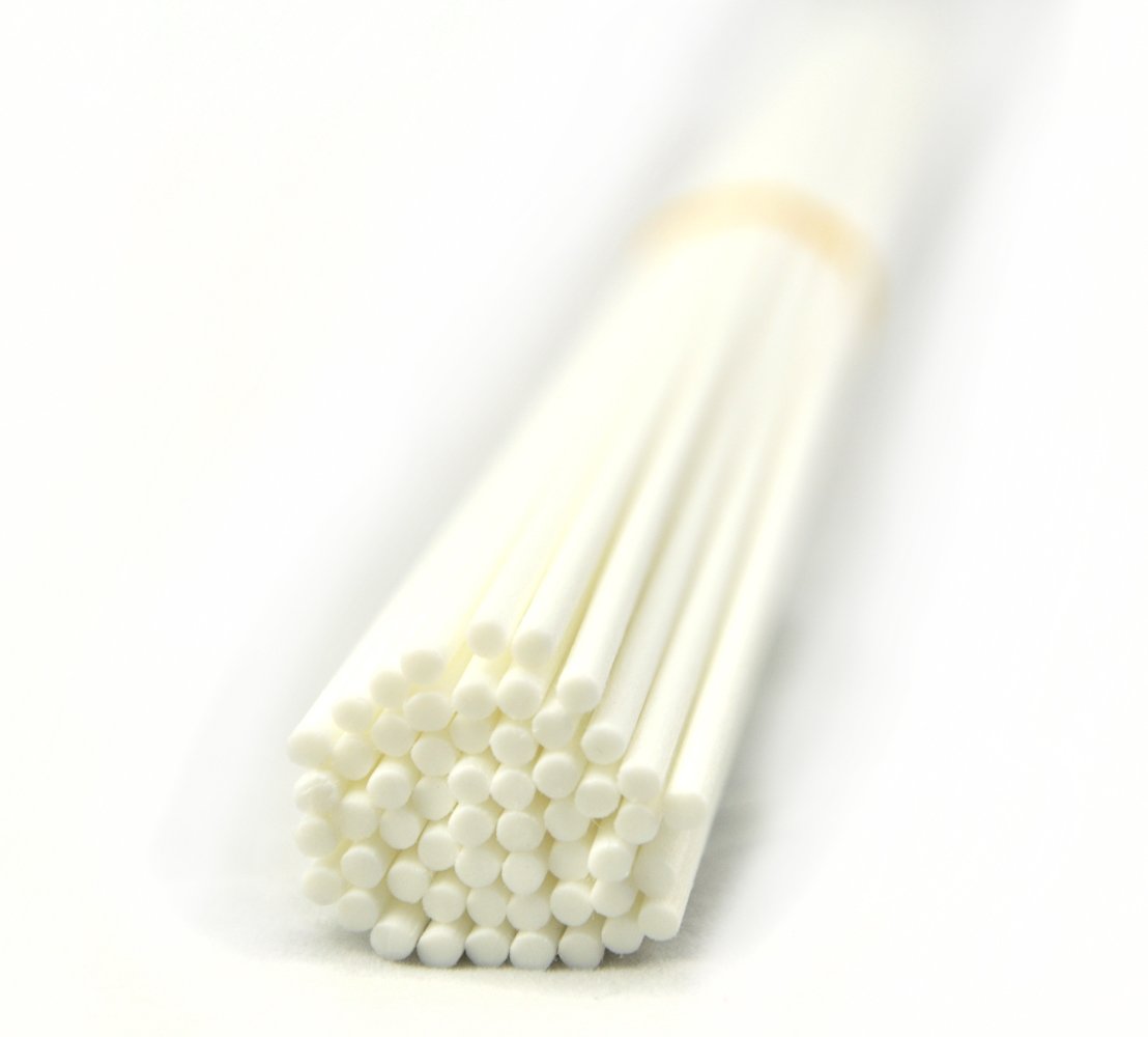 Ougual 50 Pieces Fiber Reed Diffuser Replacement Refill Sticks for Aroma Fragrance (White, 25cmx3mm)