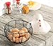 Black Metal Mesh Wire Egg Storage Basket with White Ceramic Farm Chicken Top and Handles