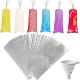250 Pcs Disposable Ice Lolly Molds &ndash; Plastic Freeze Pop Bags with Silicone Funnel for Homemade Yogurt and Candy (3 x 12 Inch)