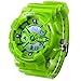 New Unisex Fashion Sport Watch Analog/Digital Water Resist Dual Time Multifunction Alarm Led Womens Mens Wristwatch 6 Colours Option (Green)