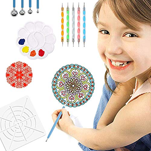 25PCS Mandala Dotting Tools Set, Pen Dotting Painting Tools Brushes Mandala Stencil Kit Ball Stylus with a Waterproof Storage Bag for Rocks Painting Nail Dotting Art Drawing DIY Coloring