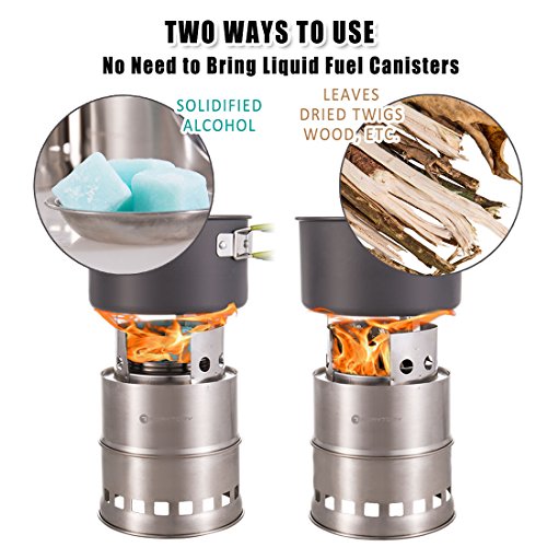 RoryTory Portable Stainless Steel Camping Gasifier Twig Stove