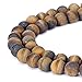 BRCbeads Tiger Eye Natural Gemstone Loose Beads 8mm Matte Round Crystal Energy Stone Healing Power for Jewelry Making- Yellow