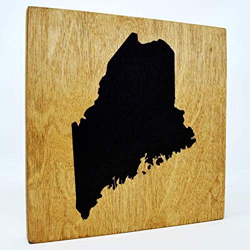Maine Wall Decor 8x8 Decorative ME Map Wood Box Sign
