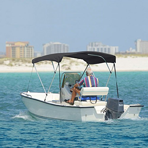 Buy 3 Bow Boat Bimini Top Cover Gray with Rear Support Poles and